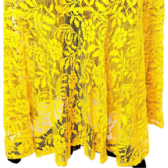LULUS Women's Regular Lace Off The Shoulder Ruffle Maxi Dress Size Small Yellow - Picture 16 of 16